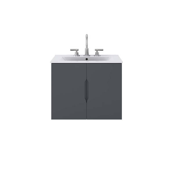 Ebern Designs 30'' Wall Mounted Single Bathroom Vanity with Ceramic Top